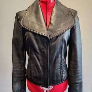 Kenneth Cole studded cropped leather jacket